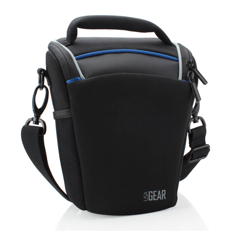 USA Gear SLR Camera Small Case Bag for Men and Women with Top Loading Accessibility, Adjustable Shoulder Sling, Padded Handle - Comfortable, Durable and Light Weight for Nikon, Canon, etc (Black) Black