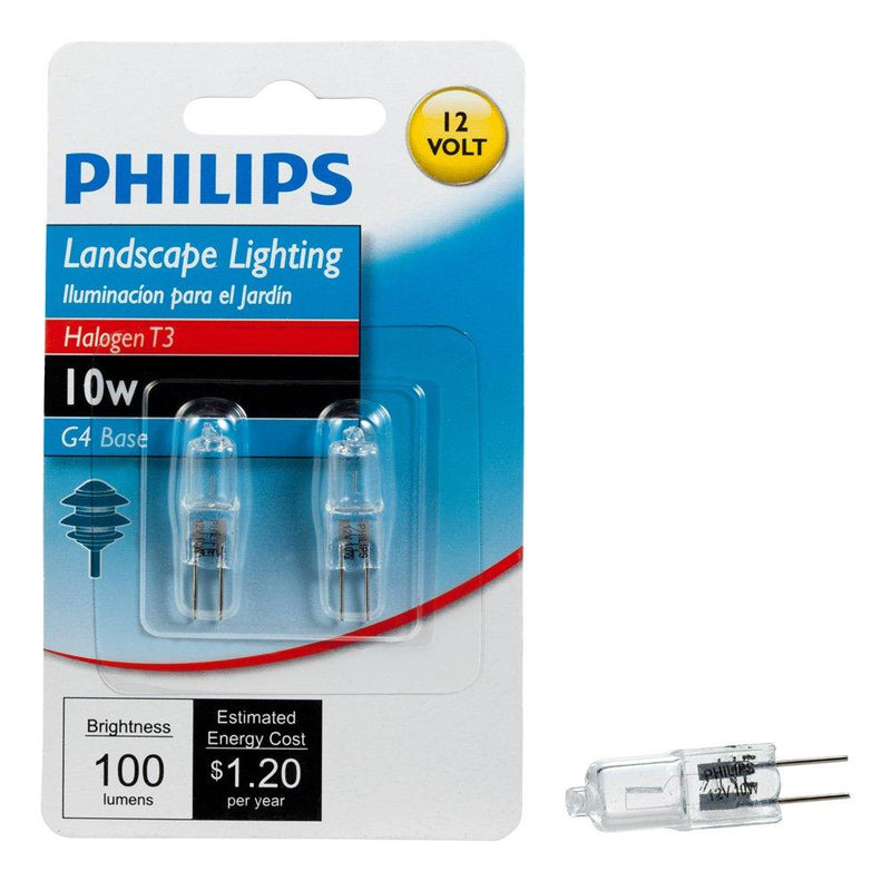 Philips Halogen Landscape Lighting T3 12-Volt Light Bulb: 3000-Kelvin, 10-Watt, G4 Base, 2-Pack 2 Pack