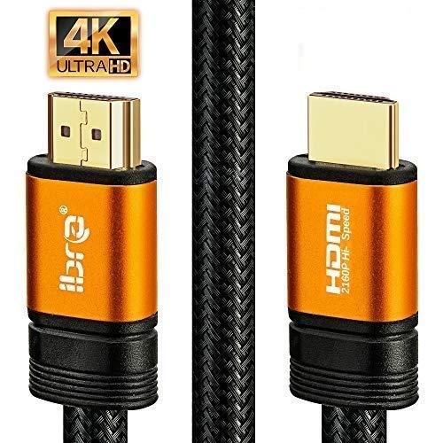 IBRA Orange HDMI Cable 10ft - UHD HDMI 2.0 (4K@60Hz) Ready -18Gbps-28AWG Braided Cord -Gold Plated Connectors - Ethernet,Audio Return -Video 4K 2160p,HD 1080p,3D -Xbox Playstation PS3 PS4 PC Apple TV 10 Feet