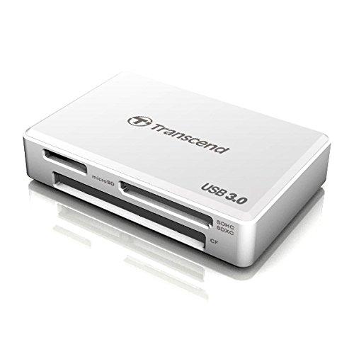 Transcend USB 3.0 Super Speed Multi-Card Reader for SD/SDHC/SDXC/MS/CF Cards (TS-RDF8W) White