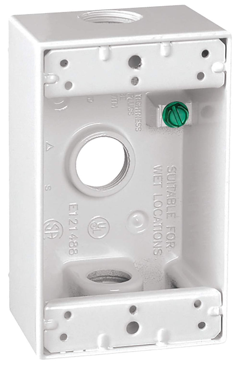 Sigma Engineered Solutions, White Sigma Electric 14250WH 1/2-Inch 3 Hole 1-Gang Box