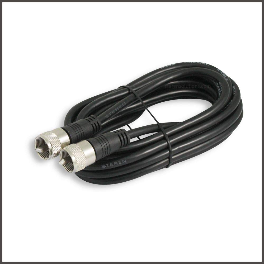 Coax Cable - Coaxial Cable Connector - 12 Ft Antenna Cable - Coax Connector - Coax Cable Connector - RG8X Coaxial Cable - UHF Antenna Cable - Male To Male Cable - RG8X Coax - 3.6 M - STEREN 205-712 12 Feet Black