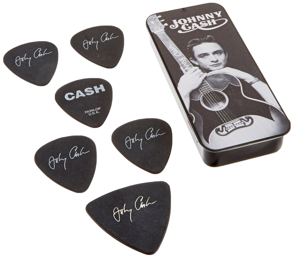 Dunlop JCPT01M Johnny Cash Memphis Pick Tin, Assorted, Medium, 6 Picks/Tin Memphis (Medium)