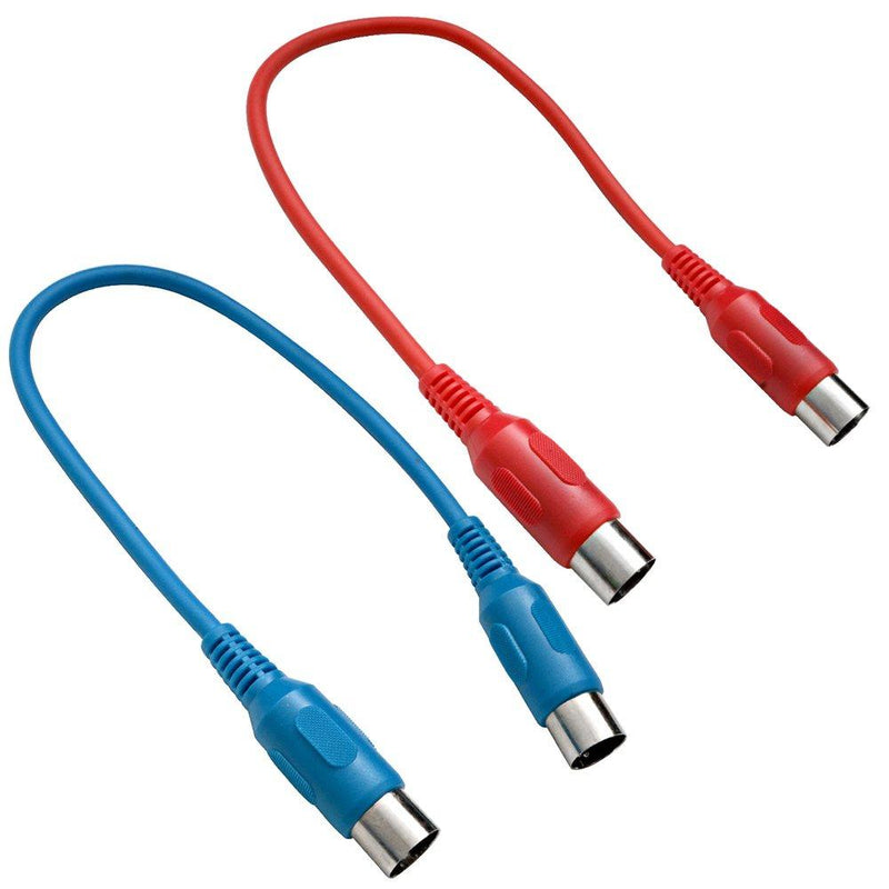 [AUSTRALIA] - Seismic Audio - SAMIDIBlue1 & SAMIDIRed1 - (2 Pack) Blue and Red MIDI Cables 1 Foot - Keyboard Data Patch Cords 