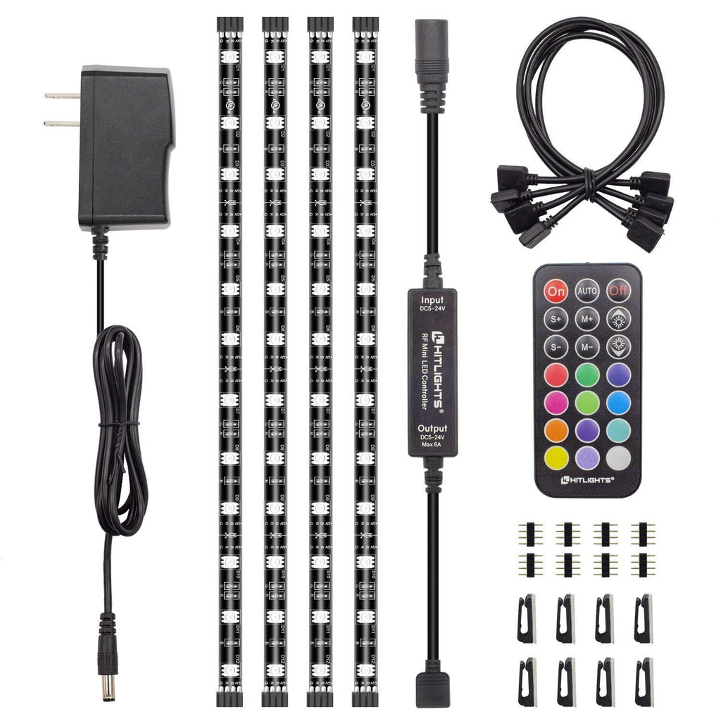 [AUSTRALIA] - LED Strip Lights, HitLights Weatherproof 4 Pre-Cut 12Inch/48Inch RGB LED Strips Kit, Flexible Color Changing SMD 5050 LED Accent Kit with RF Remote, UL-Listed 15W Power Supply and Connectors 