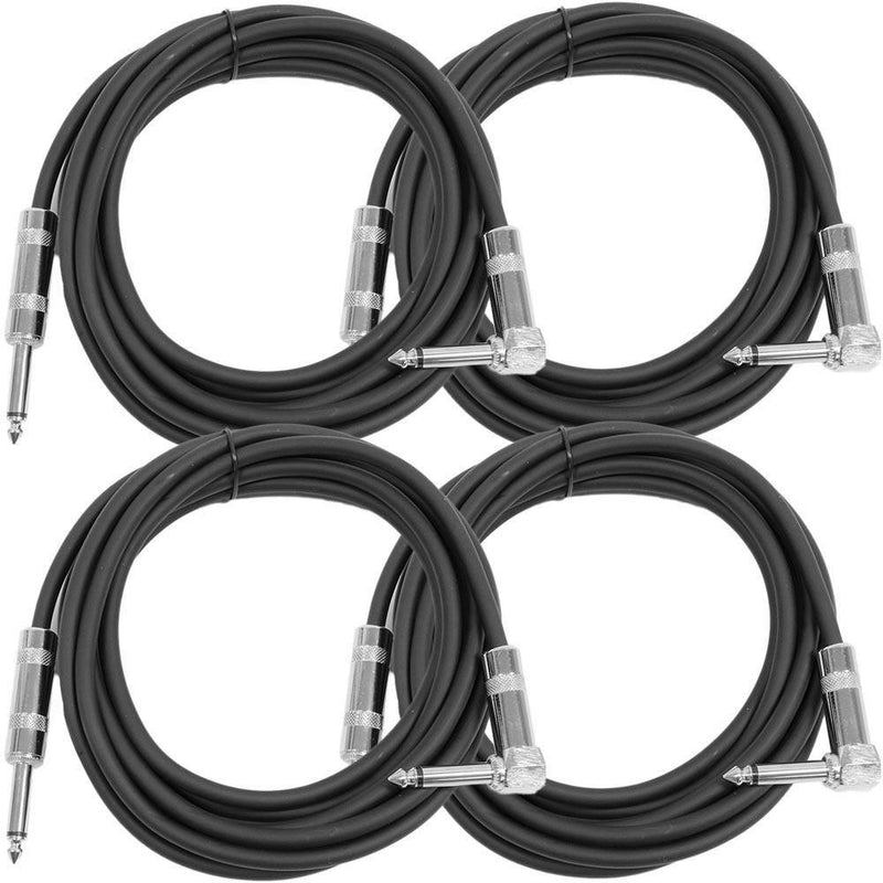 [AUSTRALIA] - Seismic Audio SAGC10R-Black-4Pack 10-Feet, 4 Pack TS 1/4-Inch to 1/4-Inch Right Angle TS Guitar Cables, Black 