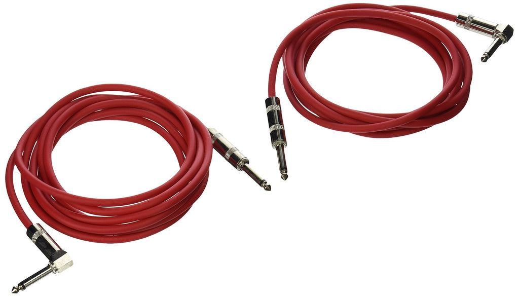 [AUSTRALIA] - Seismic Audio SAGC10R-Red-2Pack 10-Feet, 2 Pack TS 1/4-Inch to 1/4-Inch Right Angle TS Guitar Cables, Red 