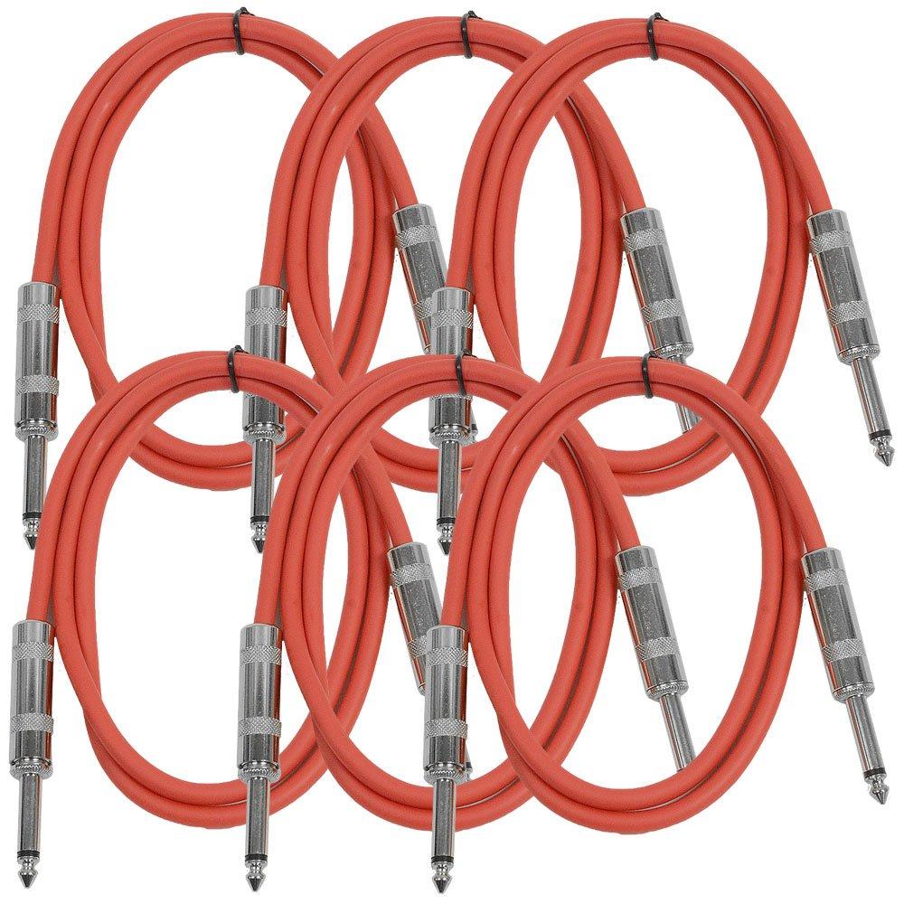[AUSTRALIA] - Seismic Audio SASTSX-2Red-6PK 2-Feet TS 1/4-Inch Guitar, Instrument, or Patch Cable, Red 