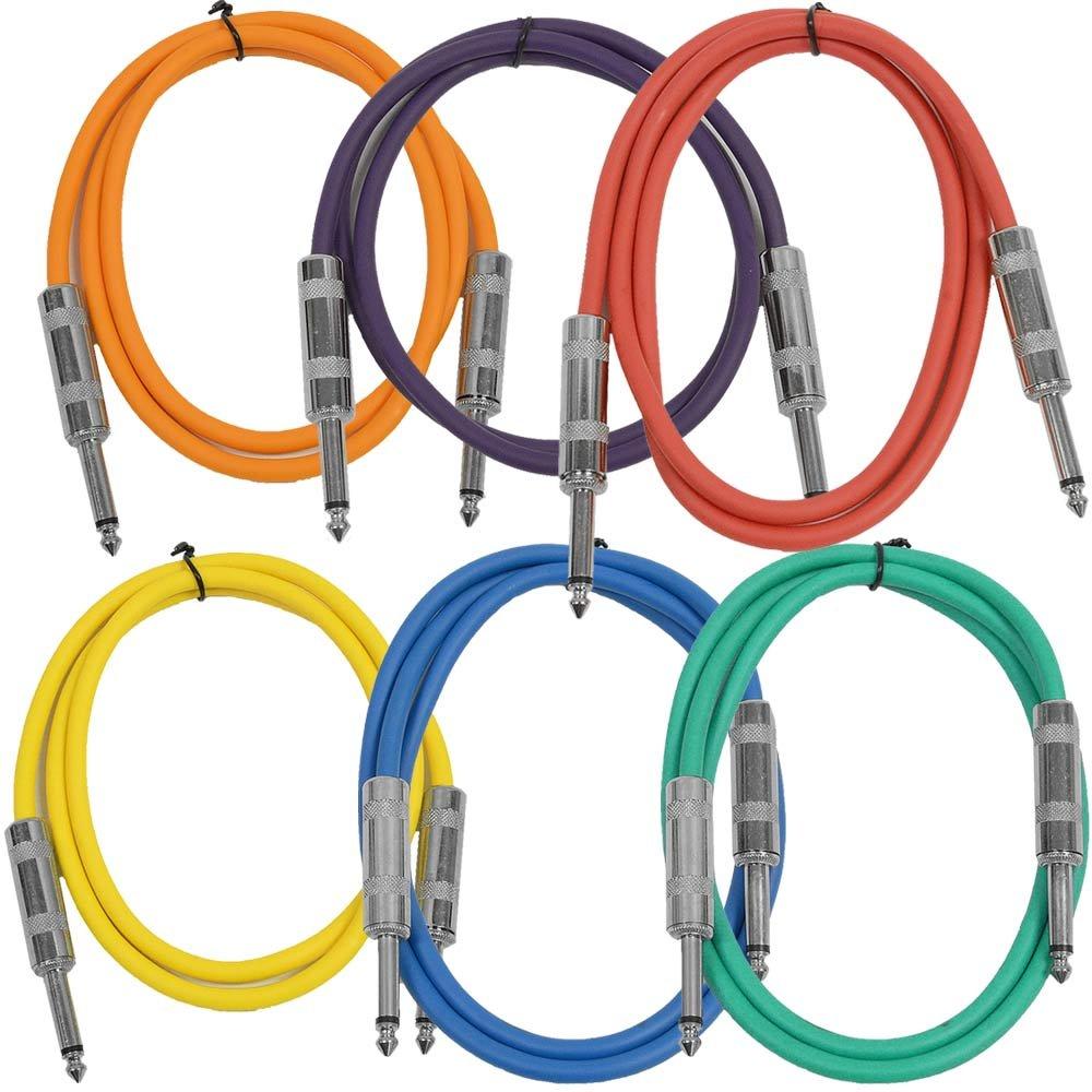 [AUSTRALIA] - Seismic Audio SASTSX-3BGORYP 3-Feet TS 1/4-Inch Guitar, Instrument, or Patch Cable, Colored 