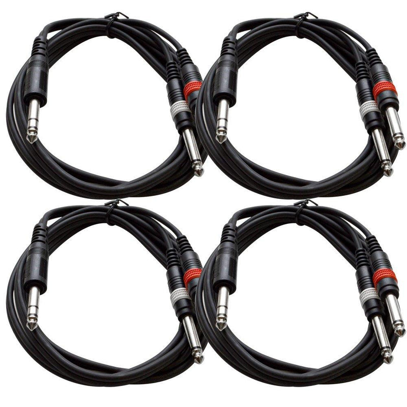 [AUSTRALIA] - Seismic Audio 4 Pack Insert Cable TRS 1/4-2 TS 1/4 Inches 6-Foot Patch Adapter 