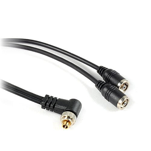 DSLRKIT Flash PC Sync Splitter Cord Cable 1 PC Male to 2 PC Female Socket with Screw Lock