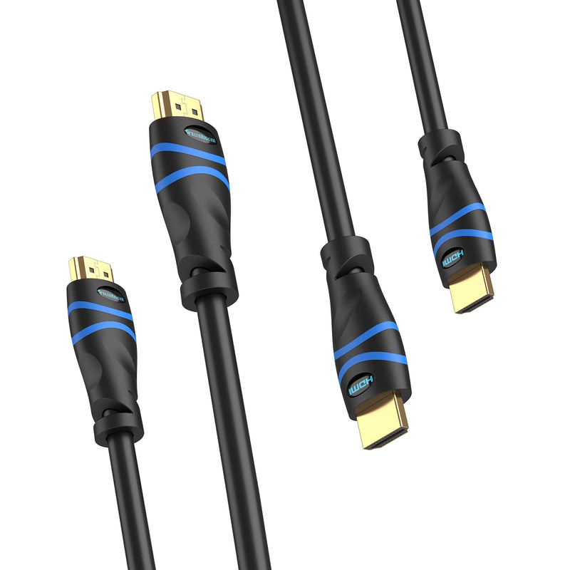 BlueRigger 4K HDMI Cable (6.6 Feet- 2-Pack, 4K 60Hz, High Speed) 2 Pack - 6 Feet
