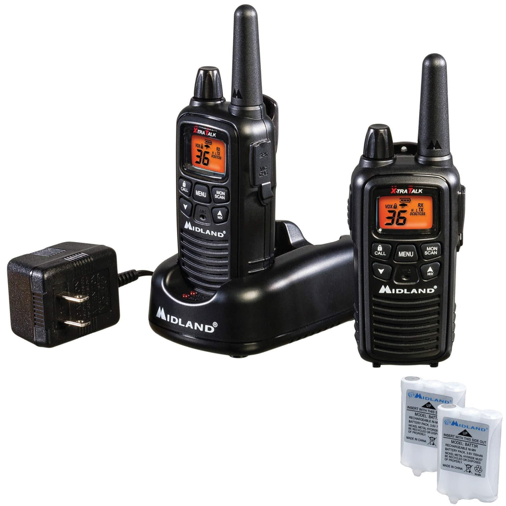 Midland - LXT600VP3, 36 Channel FRS Two-Way Radio - Up to 30 Mile Range Walkie Talkie, 121 Privacy Codes, NOAA Weather Scan + Alert (Pair Pack) (Black) Pair Pack - Black