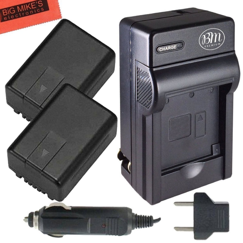 Pack of 2 VW-VBK180 Batteries and Battery Charger for Panasonic HC-V10 HC-V100 HC-V500 HC-V700 Camcorder