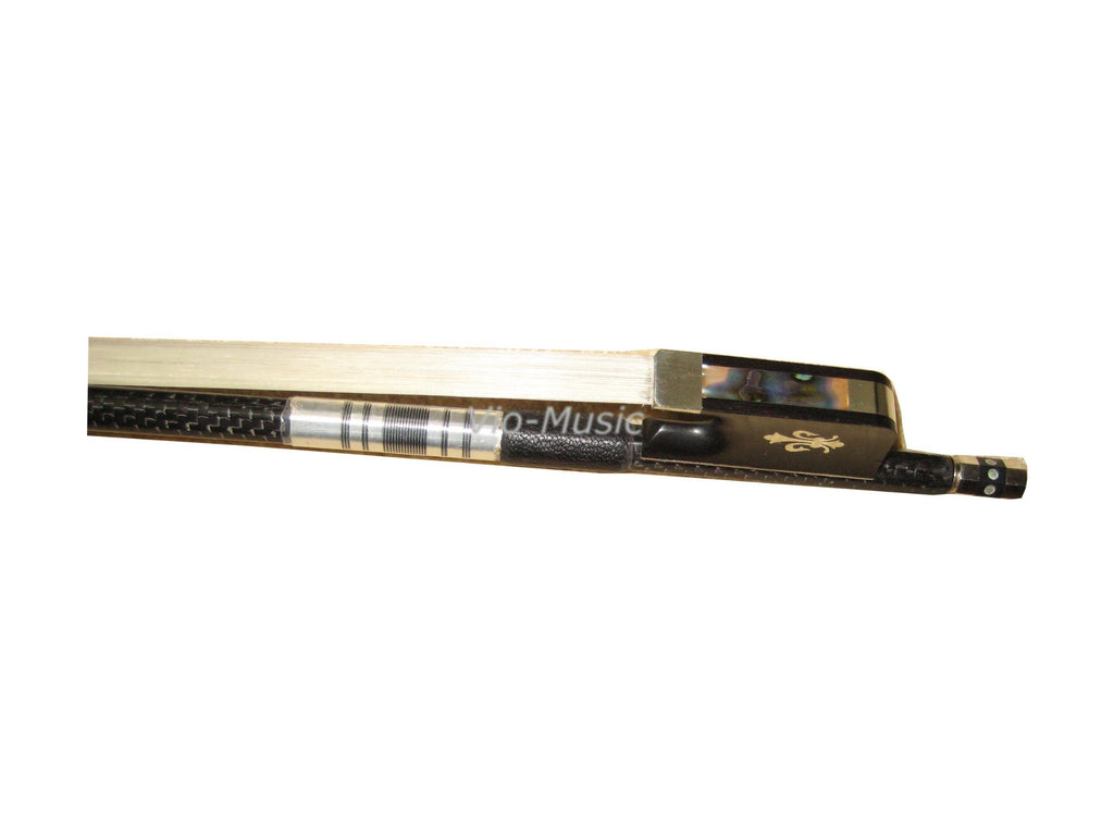 Vio Music Woven Carbon Fiber Viola Bow, Ebony Frog with Fluer-de-lys Inlay and Pearl Dot Screw