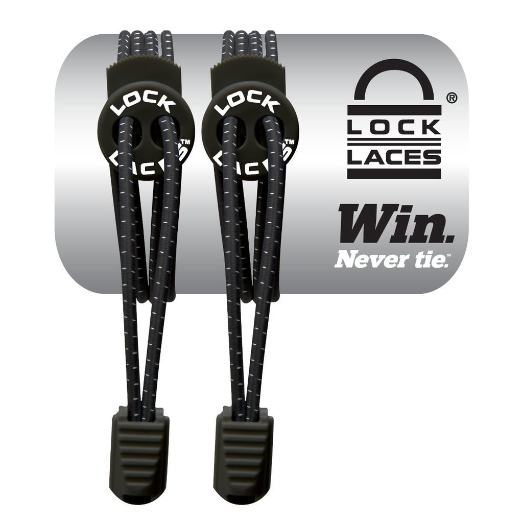 Lock Laces - Elastic No Tie Shoe Laces - One Size Fits All for Kids and Adults - Elastic No Tie Shoelaces Black
