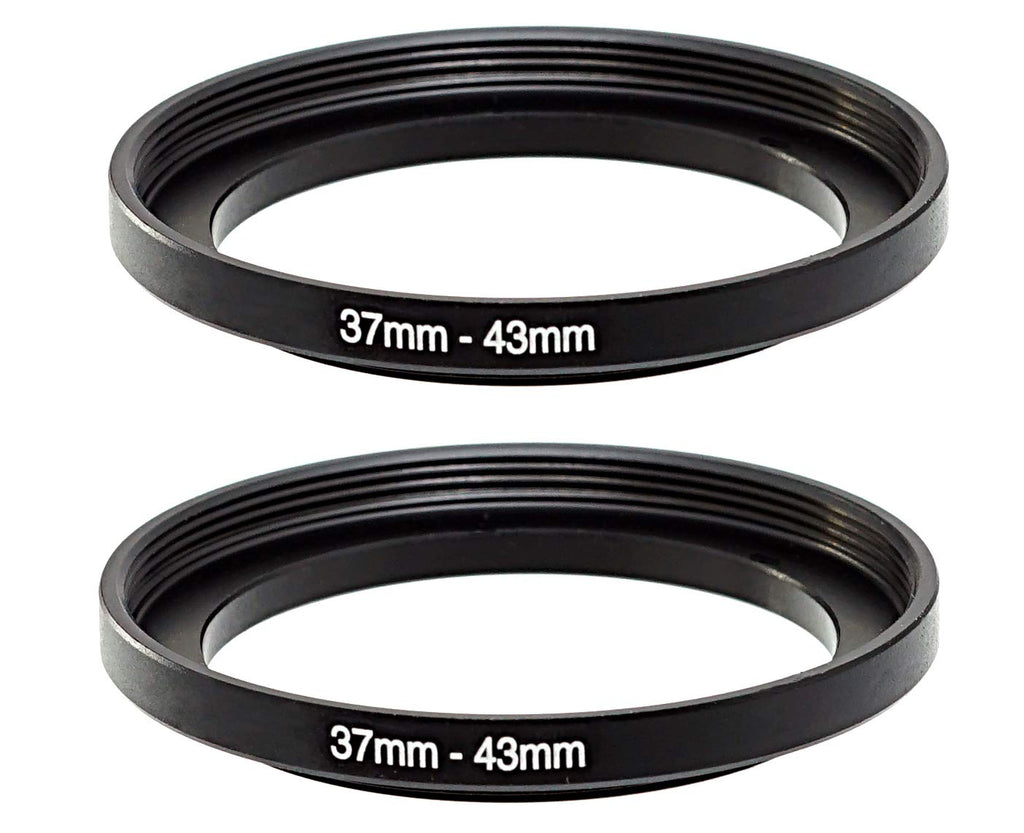 (2 Packs) 37-43MM Step-Up Ring Adapter, 37mm to 43mm Step Up Filter Ring, 37mm Male 43mm Female Stepping Up Ring for DSLR Camera Lens and ND UV CPL Infrared Filters