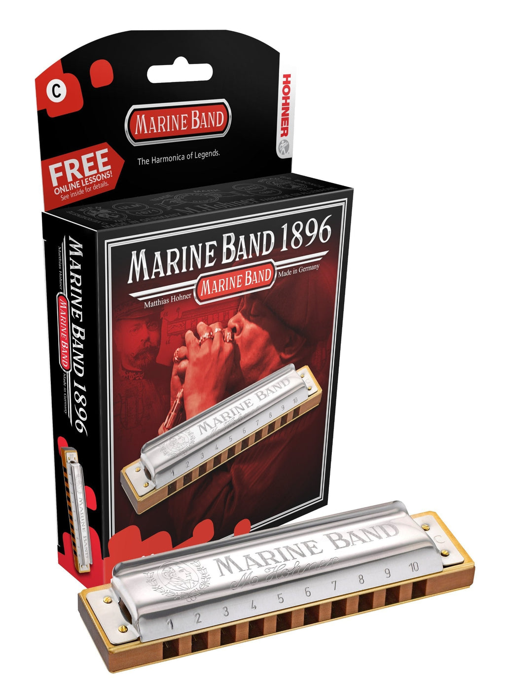 Hohner 1896BXFSHRP Marine Band Diatonic Harmonica - Key of F# Major
