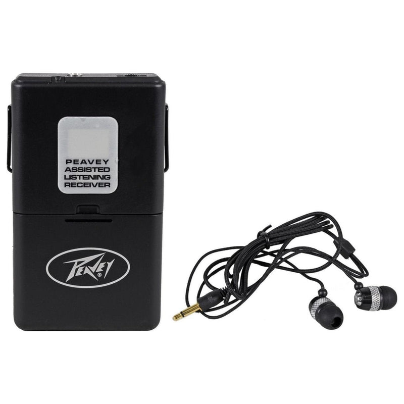 Peavey ALSR 72.1 Mhz Assisted Listening Receiver Body Pack for ALS 72.1 System Antenna–Integral With Earphones