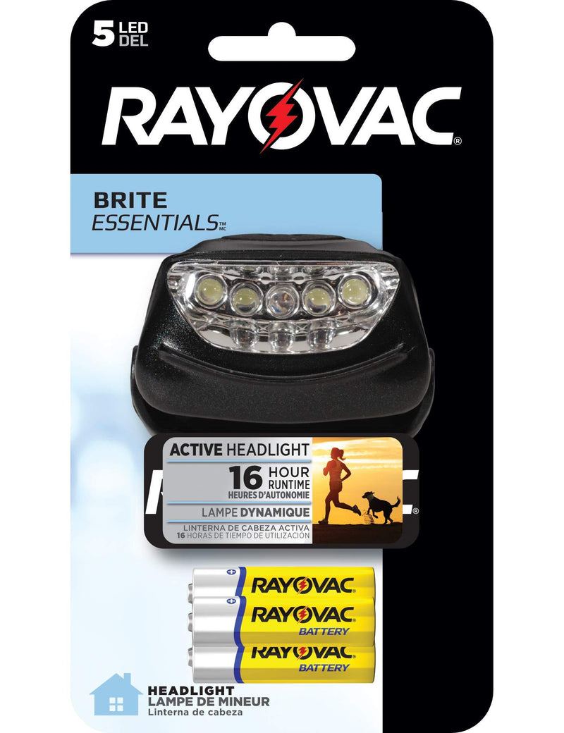 Rayovac LED Headlamp Flashlight, Value Bright Active Headlight Flash light - High Mode LED for Running, Camping and Emergencies