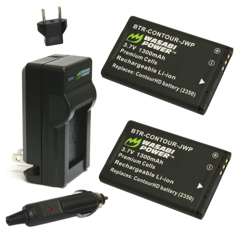 Wasabi Power Battery (2-Pack) and Charger for Contour 2350, 2450, 2900, C010410K and ContourHD, ContourGPS, Contour+, Contour+2