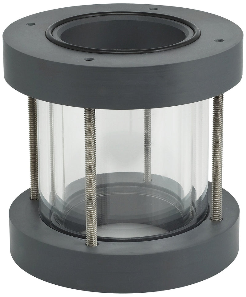 Plast-O-Matic GYW Series Polypropylene Sight Glass Flow Indicator, Double-Wall, For Extremely Corrosive and Ultra-Pure Liquids, 1-1/2" Wafer 1-1/2"