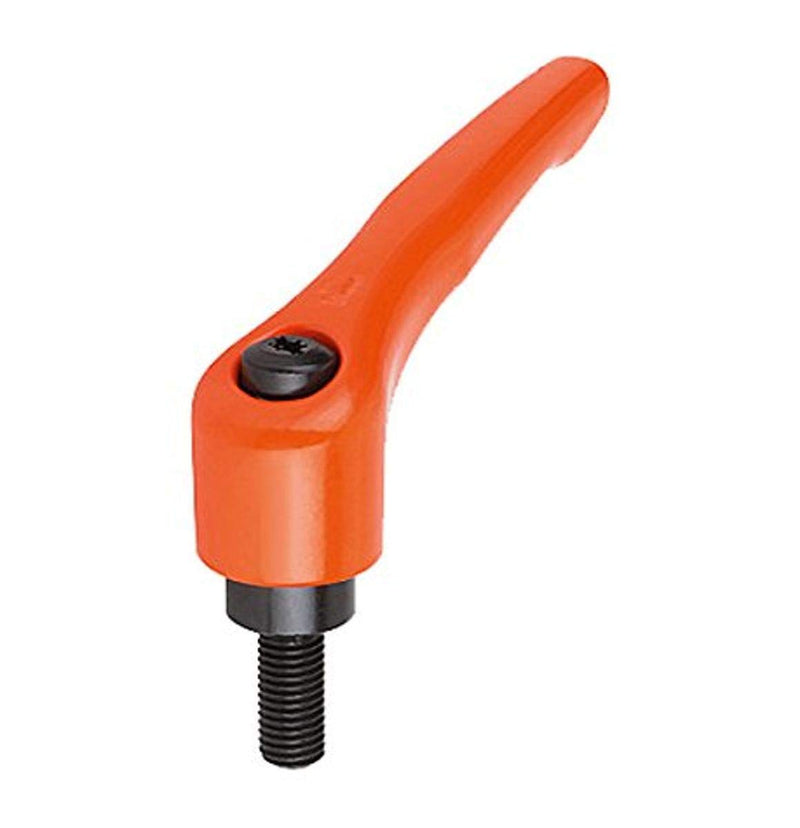 Kipp 06460-4102X30 Zinc Adjustable Handle with M10 External Thread, Modern Design Style, Steel Components, Metric, Orange Powder-Coated Finish, Size 4, 30 mm Screw Length