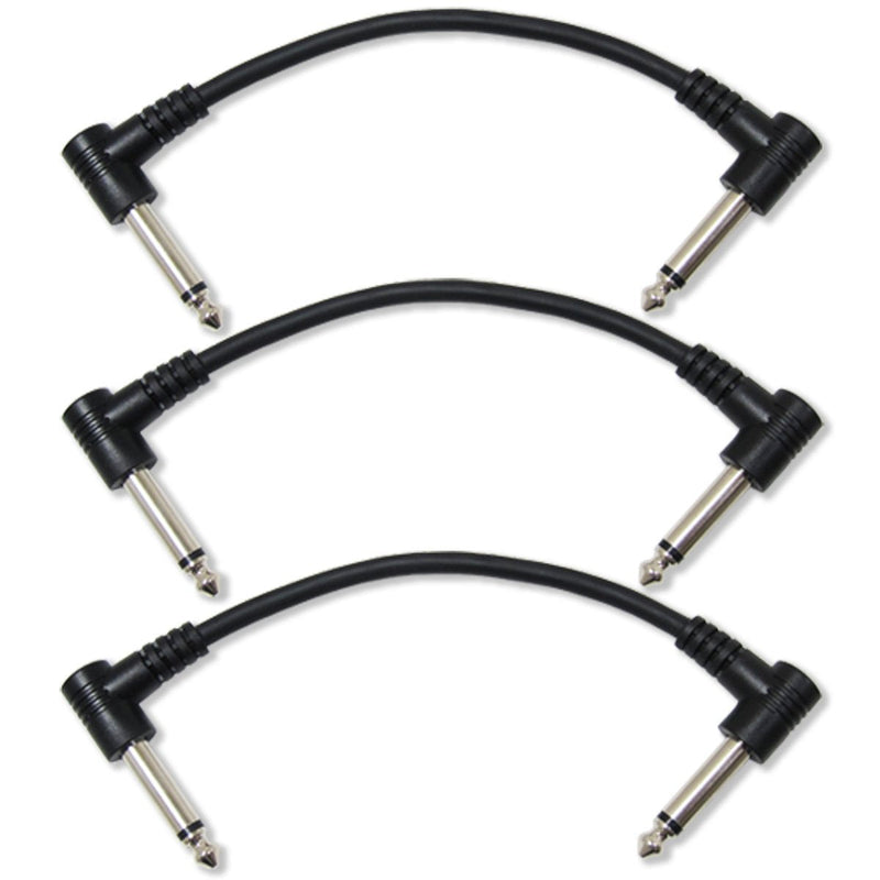 [AUSTRALIA] - GLS Audio 6 Inch Patch Cable Cords (0.5 feet) - Right Angle 1/4" TS to Right Angled 1/4" TS Pedal Board Cables - 6" Mono Pedalboard Cord & Instrument Cable - 3 Pack 