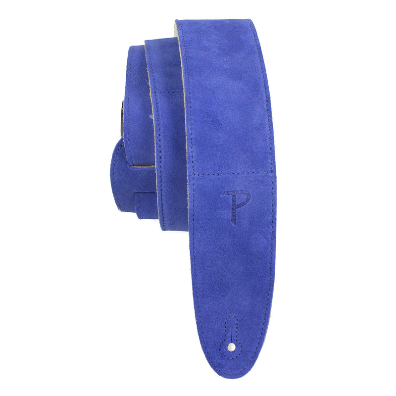 Perri’s Leathers Ltd.- Guitar Strap - Suede -Sheepskin Pad – Royal Blue - Adjustable - for Acoustic / Bass / Electric Guitars – Made in Canada (DL325S-208) 41" to 56"