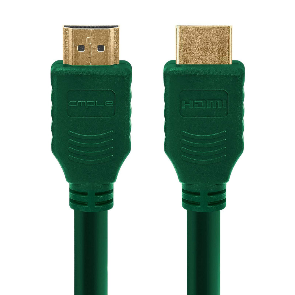 Cmple - HDMI Cable 3FT High Speed HDTV Ultra-HD (UHD) 3D, 4K @60Hz, 18Gbps 28AWG HDMI Cord Audio Return - 3 Feet Green