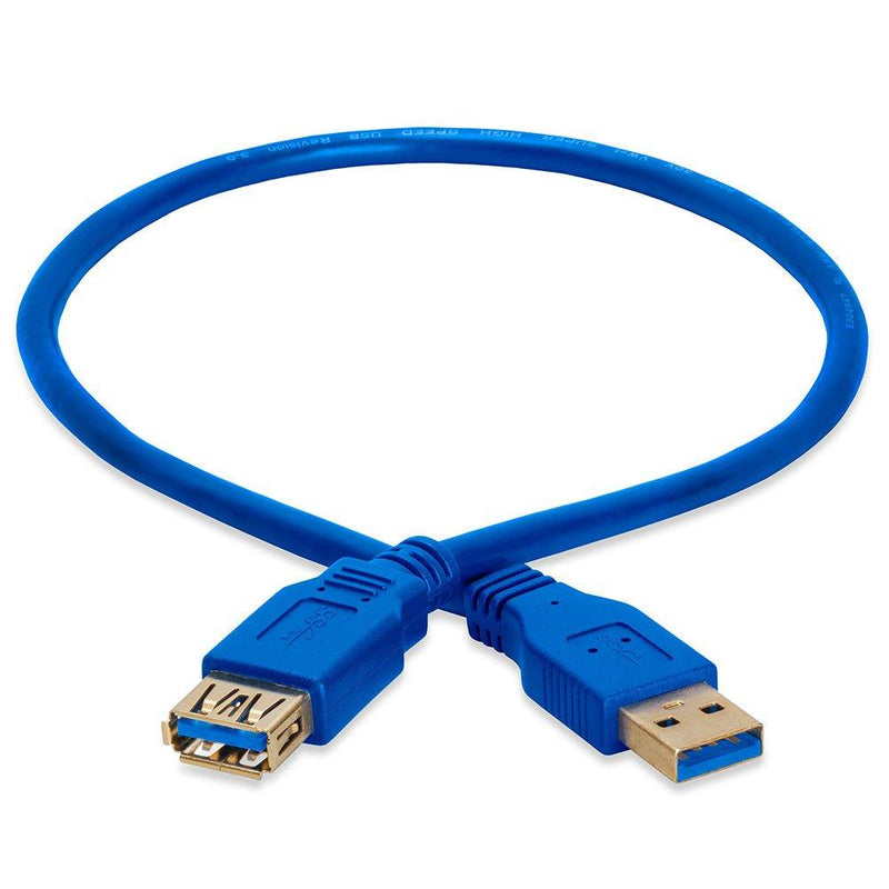 Cmple - USB 3.0 A Male to A Female Extension Gold Plated Cable - 1.5FT (Blue)