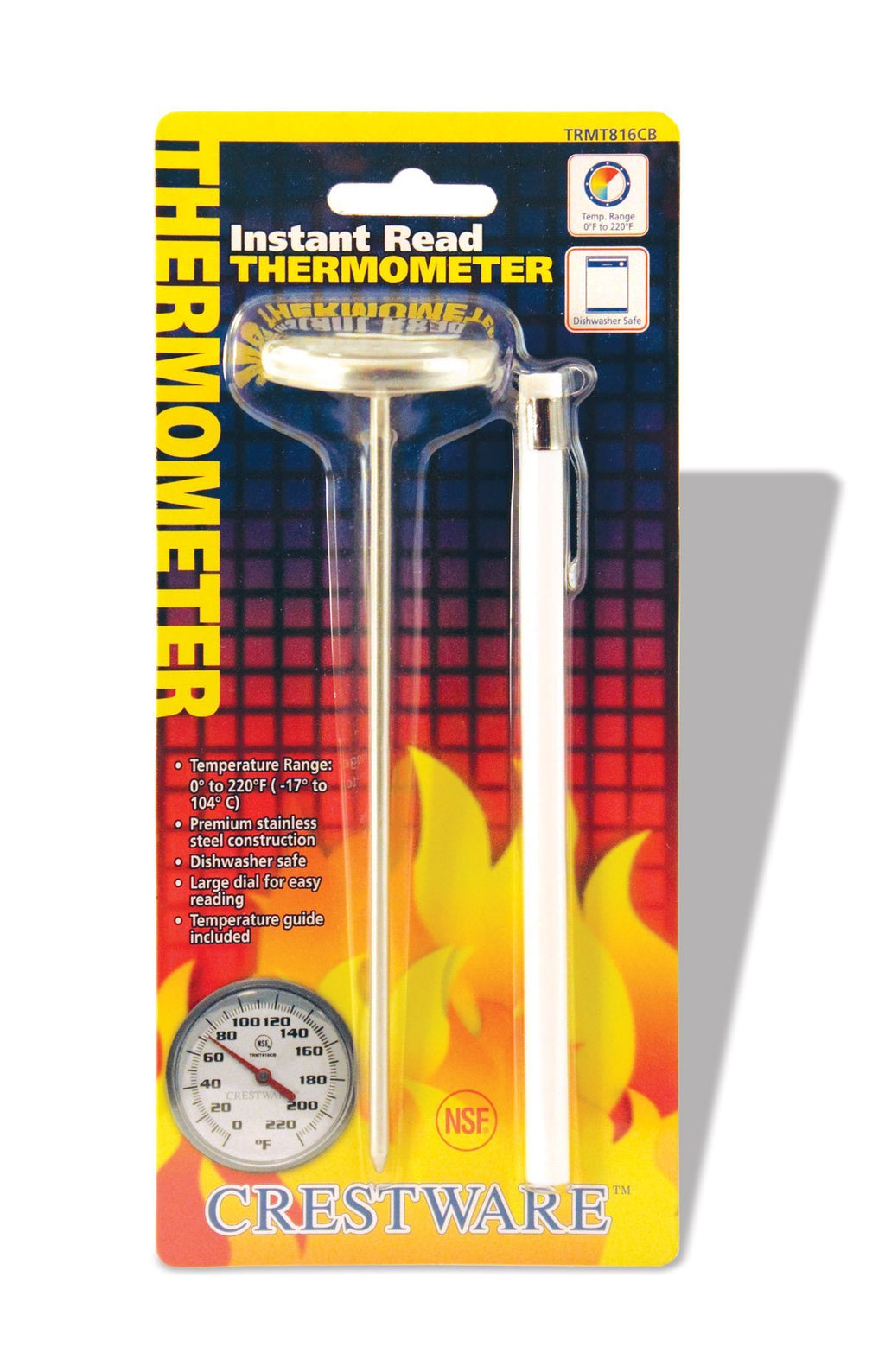 Crestware 0-220-Degree F Thermometer Large Face, 1, Silver