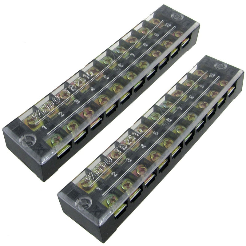 [AUSTRALIA] - uxcell 2 Pcs Plastic Cover 10 Position Terminal Block Barriers 600V 25A 