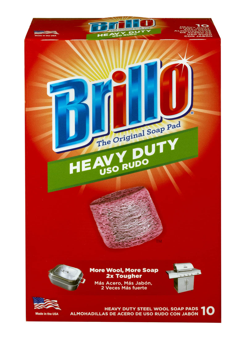 [AUSTRALIA] - Brillo Heavy Duty Steel Wool Soap Pads, Original Red Scent, 10-Count 10 Count (Pack of 1) 