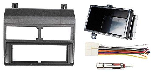 Custom Install Parts Black Complete Single Din Dash Kit + Pocket Kit + Wire Harness + Antenna Adapter Compatible with Select 1988-1996 Chevrolet & GMC Models