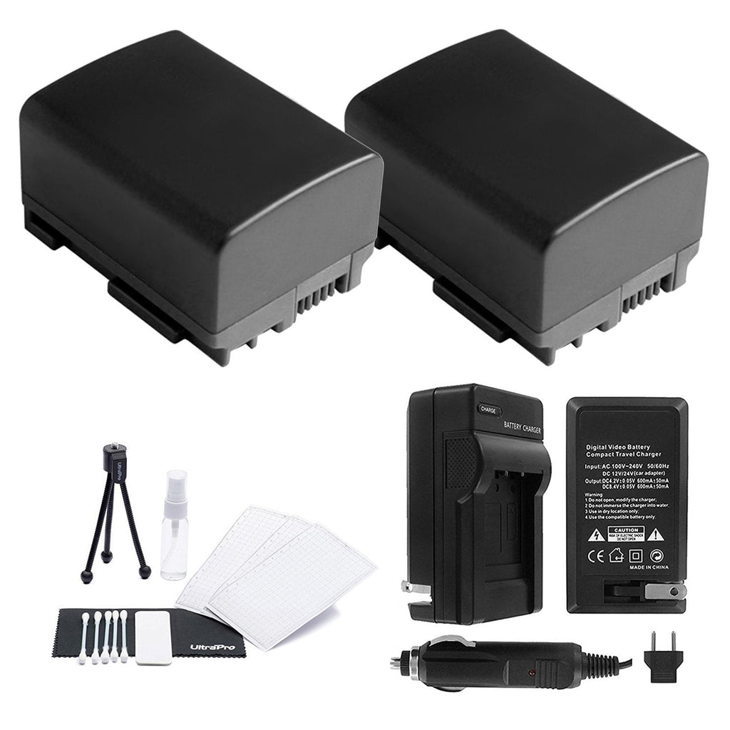 UltraPro BP-808/809 Battery 2-Pack Bundle with Rapid Travel Charger Accessory Kit for Select Canon Cameras Including FS10, FS100, FS11, FS20, FS200, FS21, FS22, FS30, FS300, and FS31