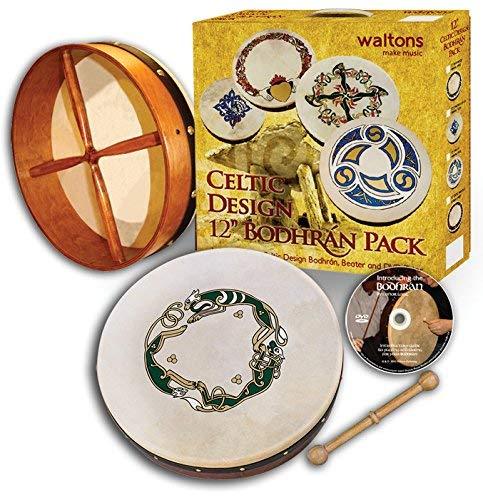 Waltons 12'' Bodhran - (Chase Design) - Handcrafted Irish Instrument - Crisp & Musical Tone - Hardwood Beater Included w/Purchase Chase Design