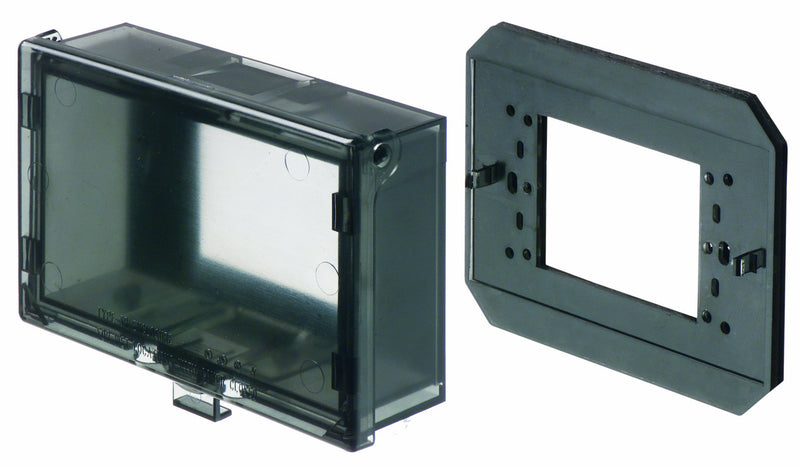 Arlington 60HC-1 Low Profile IN-AND-OUT Weather Proof Outlet Cover with Wall Plate for New or Existing Construction, Horizontal, Clear, 1-Pack