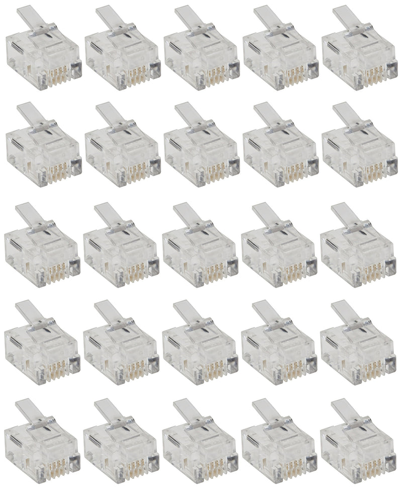 Telephone Plug RJ11 6P4C Klein Tools VDV826-601, Clear RJ11, 6P4C plugs, 25 Pack