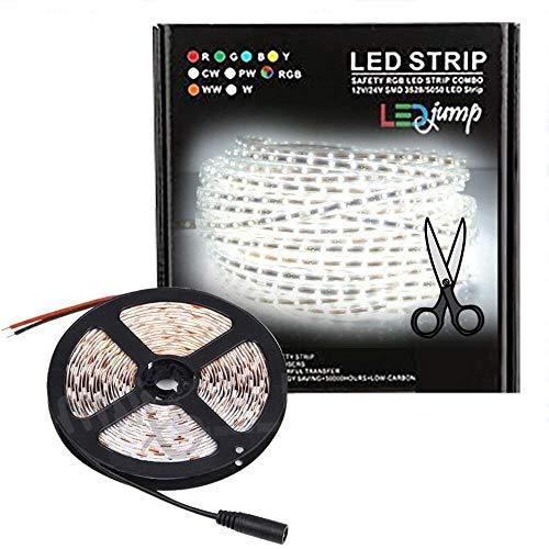 [AUSTRALIA] - LEDJump Super Bright Dimmable Plug-In Daylight White Color 300 Lights LED Tape Flexible Rope Strip 12 Volts 3M Adhesive Tape Lighting System Certified (Strip Light Only, No Power) 