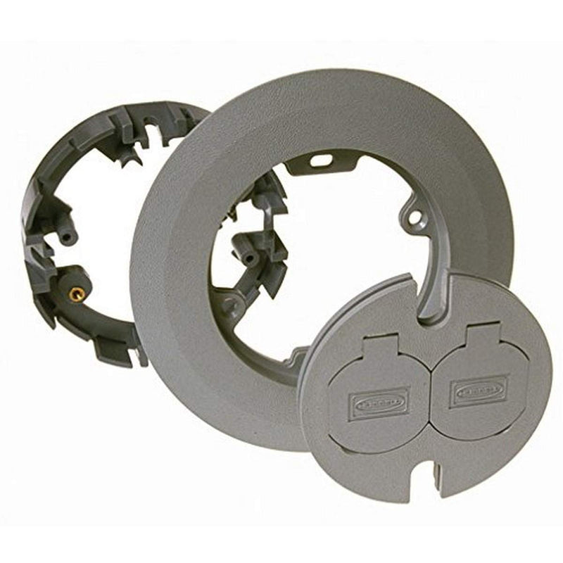 Hubbell RACO 6299 Round Nonmetallic Cover Kit Two-Lift Lids for 5511 Floor Box, 6.5 in. Dia, Gray