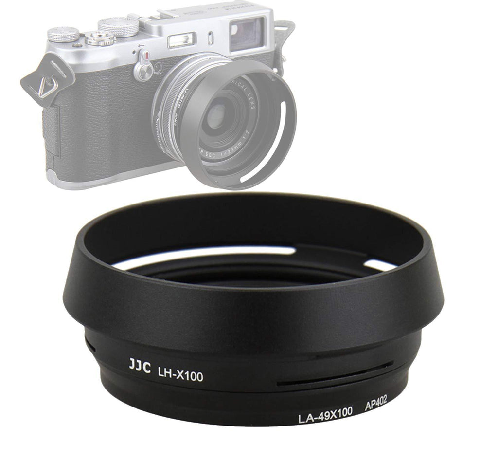 JJC LH-JX100 BLACK Metal Lens Hood/ 49mm Filter Adapter Ring for Fujifilm X70 X100 X100S X100T X100F X100V, Fuji X100S, Fuji X100F, Fuji X100V Lense Hood Shade, Fujifilm LH-X100 Lens Hood Replacement