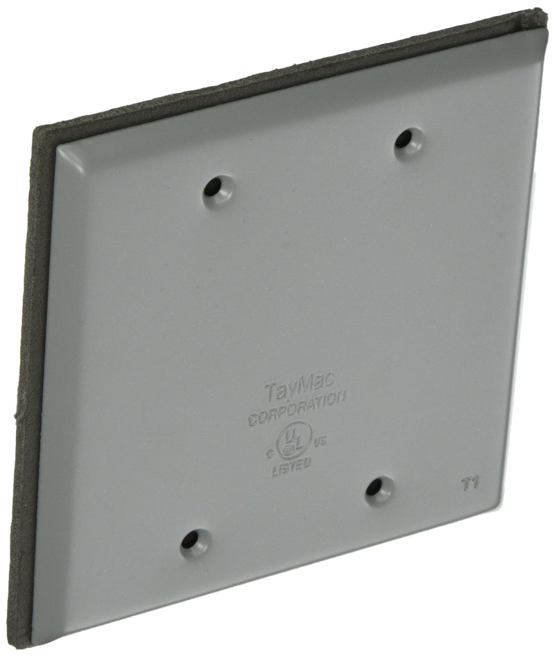 TayMac BC200S Weatherproof Metallic Device Cover, Blank, Two Gang, Gray