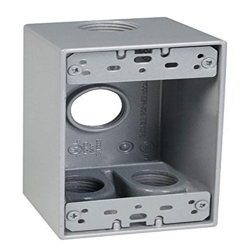 TayMac SD475S Weatherproof Box, 1-Gang, (4) 3/4-Inch Outlets, Deep, Gray