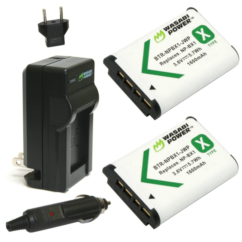 Wasabi Power NP-BX1 Battery (2-Pack) and Charger for Sony NP-BX1/M8, Cyber-Shot DSC-HX80, HX90V, HX95, HX99, HX350, RX1, RX1R II, RX100 (II/III/IV/V/VA/VI/VII), FDR-X3000, HDR-AS50, AS300, ZV-1, etc.