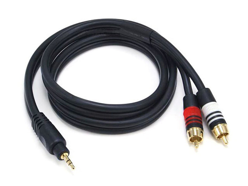 Monoprice Audio Cable - 3 Feet - Black | Premium Stereo Male to 2 RCA Male 22AWG, Gold Plated 3ft