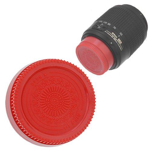 Fotodiox Designer (Red) Rear Lens Cap Compatible with Nikon F-Mount Lenses (Non-AI, AI, AIS, AF, AFD, AFS, G, DX, FX) Red