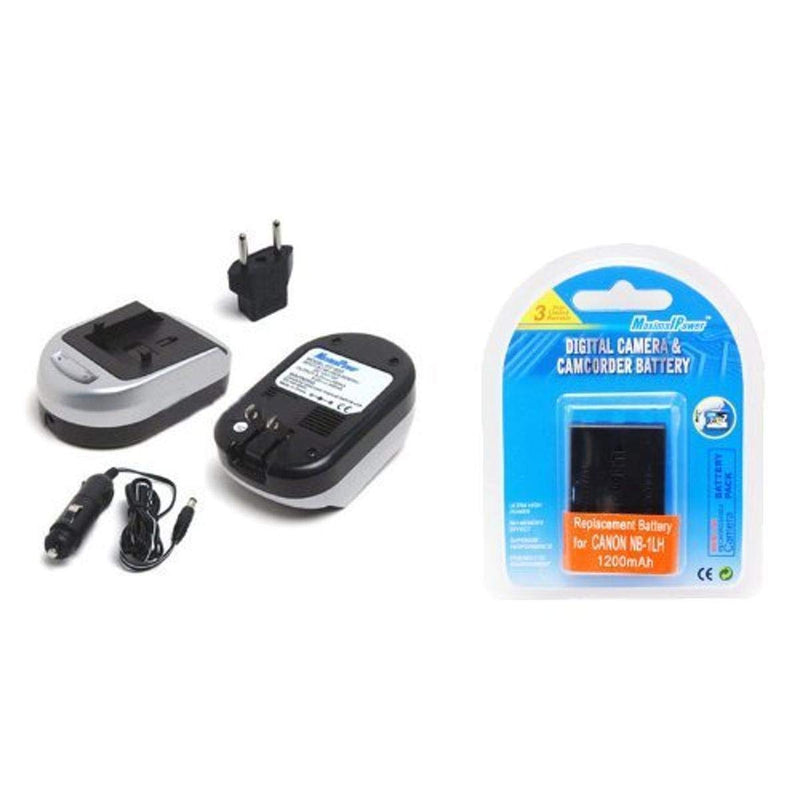 Maximal Power FC600 CAN NB-1L and DB CAN NB-1LH Camera Battery and Charger Combo for CANON NB-1LH NB-1L S410 S500 (Black Silver)