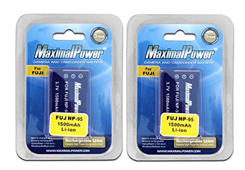 MaximalPower Replacement Battery for Fuji NP-95, Fujifilm FinePix X100, F30, F31fd and Real 3D W Camera, 3 Year Warranty 2 Pack Black DB FUJ NP95 X2