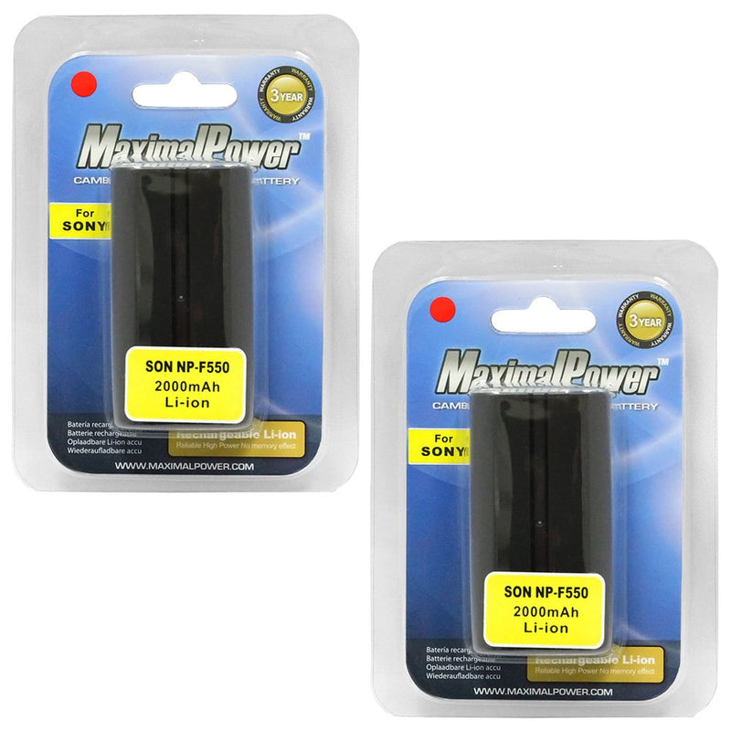 MaximalPower DB DB SON F550 X2  Maximalpower Replacement Battery for Sony Camera Select Models, Pack of 2 Black